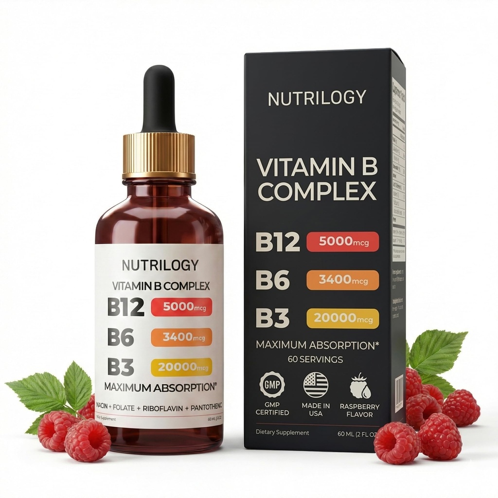 Vitamin B kompleks for menn og kvinner - Riboflavin B2, B3, B5, B6, B12 B-kompleks Supplement - Nerve smerte, energi, hjerne og hjerte støtte - laget i USA, 60 serveringer