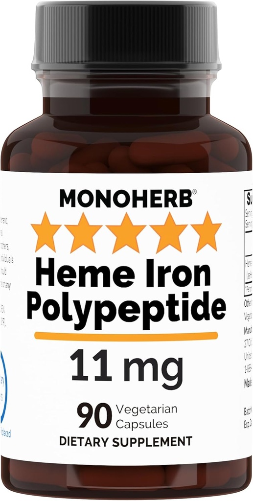 Heme jern polypeptid 11 mg - 90 vegetariske kapsler - jern Supplement Complex