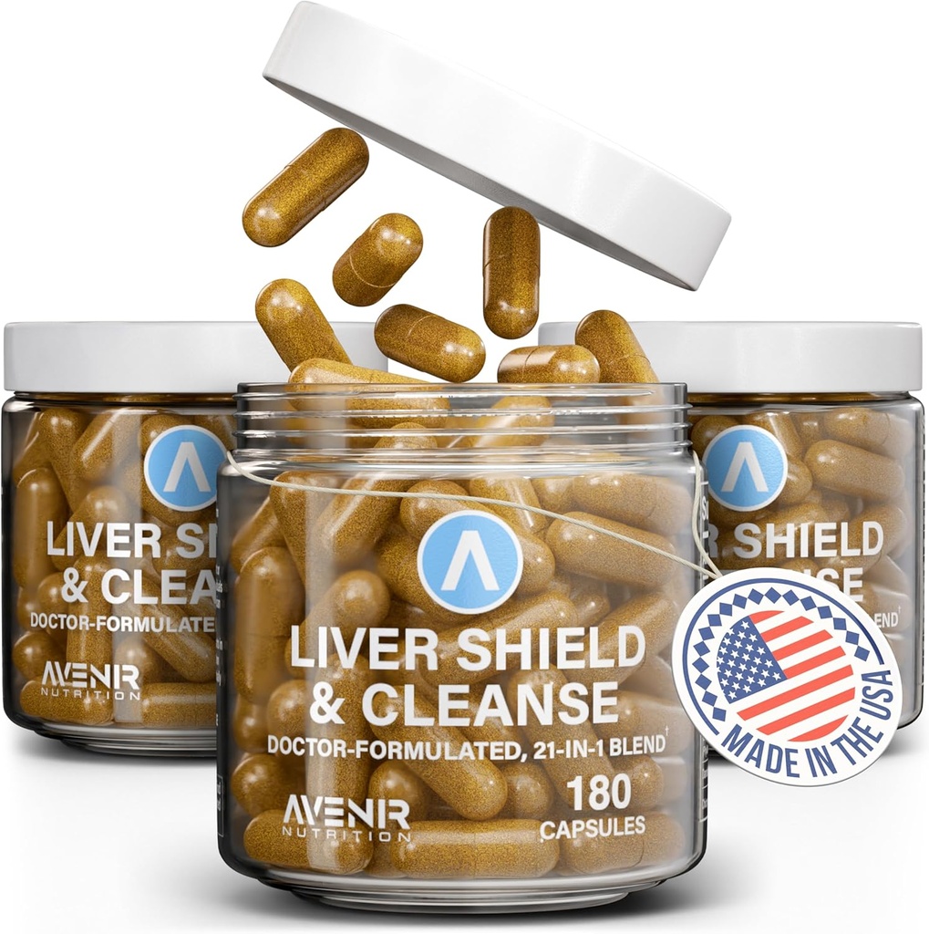 Avenir Ernæring Liver Shield & Cleanse ® Herbal Liver Cleanse Detox & Repair Supplement ® Milk Thistle & Artichoke Ekstrakt Supplement ® Fatty Liver & Helse Support ® 180 Kapsler for menn og kvinner