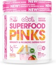 Obvi Superfood Pinks Probiotic Blend | Rik på antioksidanter, Adaptogens, Digestive Enzym Blend, Immun støtte, Gut Helse | Keto, Glutenfri, Ingen sukker, 10 milliarder CFU | Mango Iced Te, 20 Services