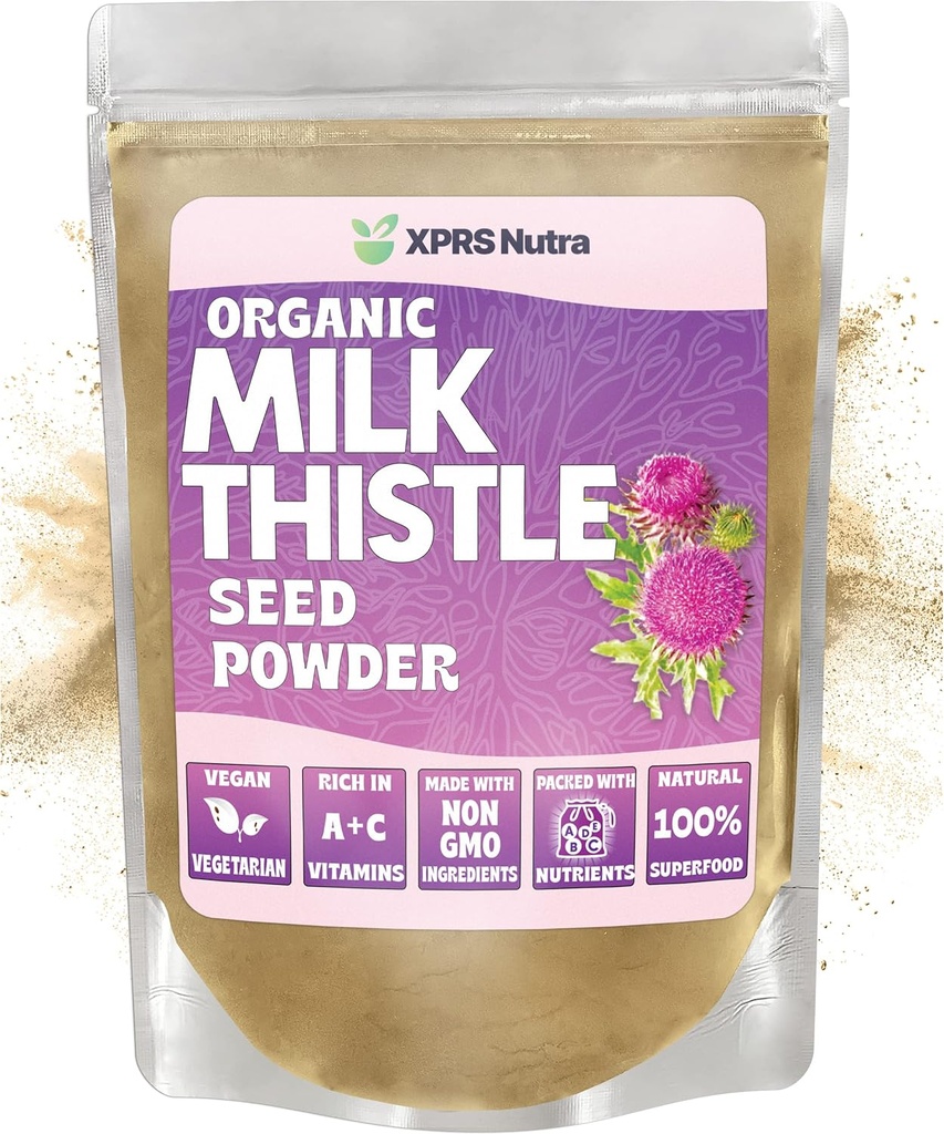 XPRS Nutra økologiske melke Thistle frø pulver - Premium Melk Thistle pulver rik på silymarin og antioksidanter - Melk Thistle frø støtte lever helse - Vegan vennlig melk Thistle økologisk (8 Ounce)