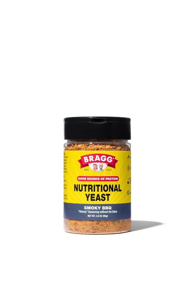 Bragg ernæringsmessig Yest Smoky BBQ Seasoning - 3 oz - Dairy-Free Parmesan Cheese Substitut - Perfekt for Salats, Pastas, Popcorn, og mer