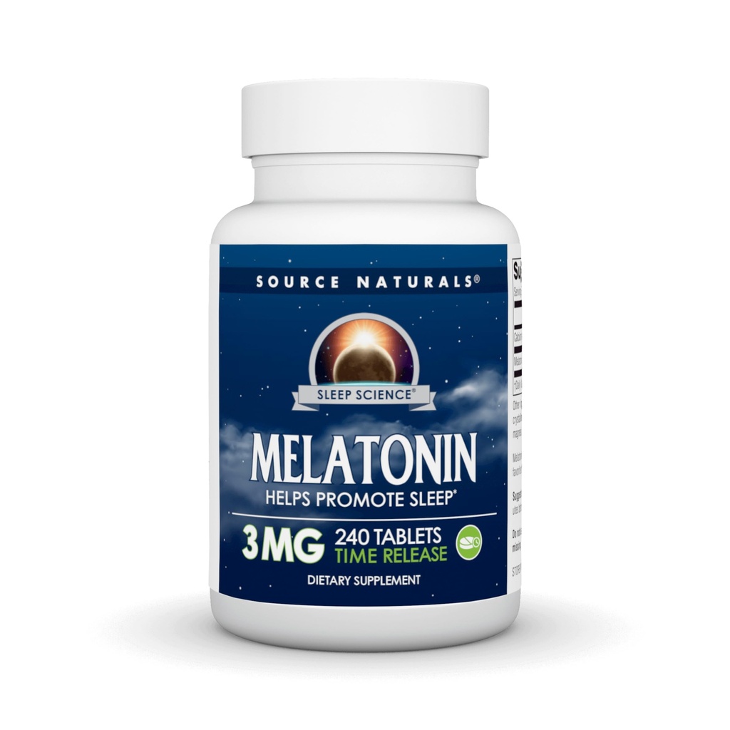 Kilde Naturals Time utgitt Melatonin 3 mg - 240 Time Release Tabletter