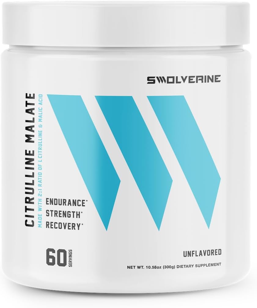 Swolverine Citrulline Malate 2:1 | 2:1 Forholdet mellom L-Citrulline og Malic Acid, øker styrken, forbedrer muskelutholdenhet, øker NO, optimalisere gjenoppretting, 300g, 5g per servering, uslavored (60 serveringer)