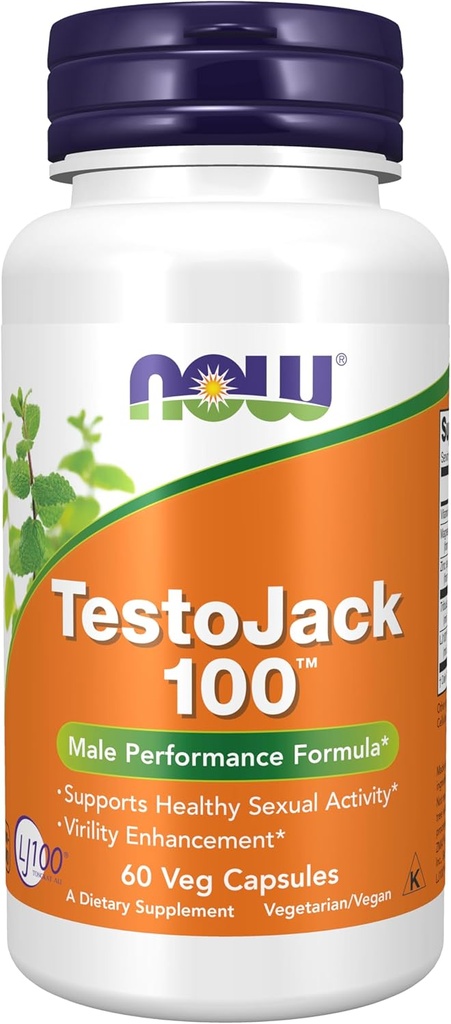 NU Mattilskudd, TestoJackTM 100 med LJ100®, et kraftig standardisert ekstrakt av Tongkat Ali (Eurycoma longifolia), Tribulus og ZMA®, 60 Veg Kapsler