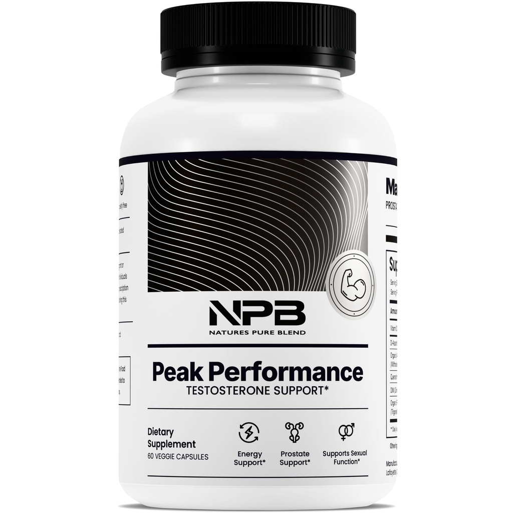 Naturens ren blanding Peak ytelse - Testosteron Supplement for menn med D-Aspartic Acid, Ashwagandha & DIM - Mens prostate helse støtte, muskel styrke og energi - Prostata Supplement