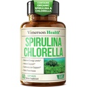 Organic Spirulina og Chlorella Capsules - Spirulina Capsules med Klorella Powder for immun-, antioksidant- og energistøtte. Nytende Super Green. Vegansk og ikke-GMO. Tredjepartstestet. 60 Caps