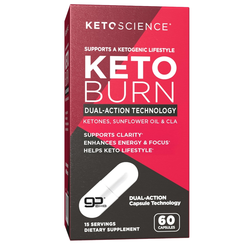 Keto Science Keto Burn Capsules, Exogenous Ketone, Dual-Action med BHB & EGCG, Ketoner for Hydration, Keto BHB, Vektstøtte, Energi, Fokus & Ketose, 60 Kapsler, 15 Serverings