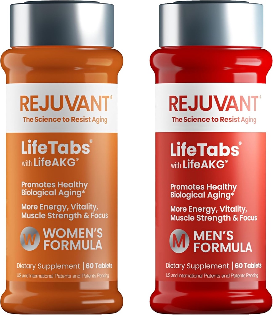 Rejuvant menn & kvinners AKG Longevity Supplement - 2 pakke (1 menns + 1 kvinners) 1000MG 98% ren kalsium alfa-Ketoglutarate - Patentert impregnert formel for cellulært reparasjon og vitalitet