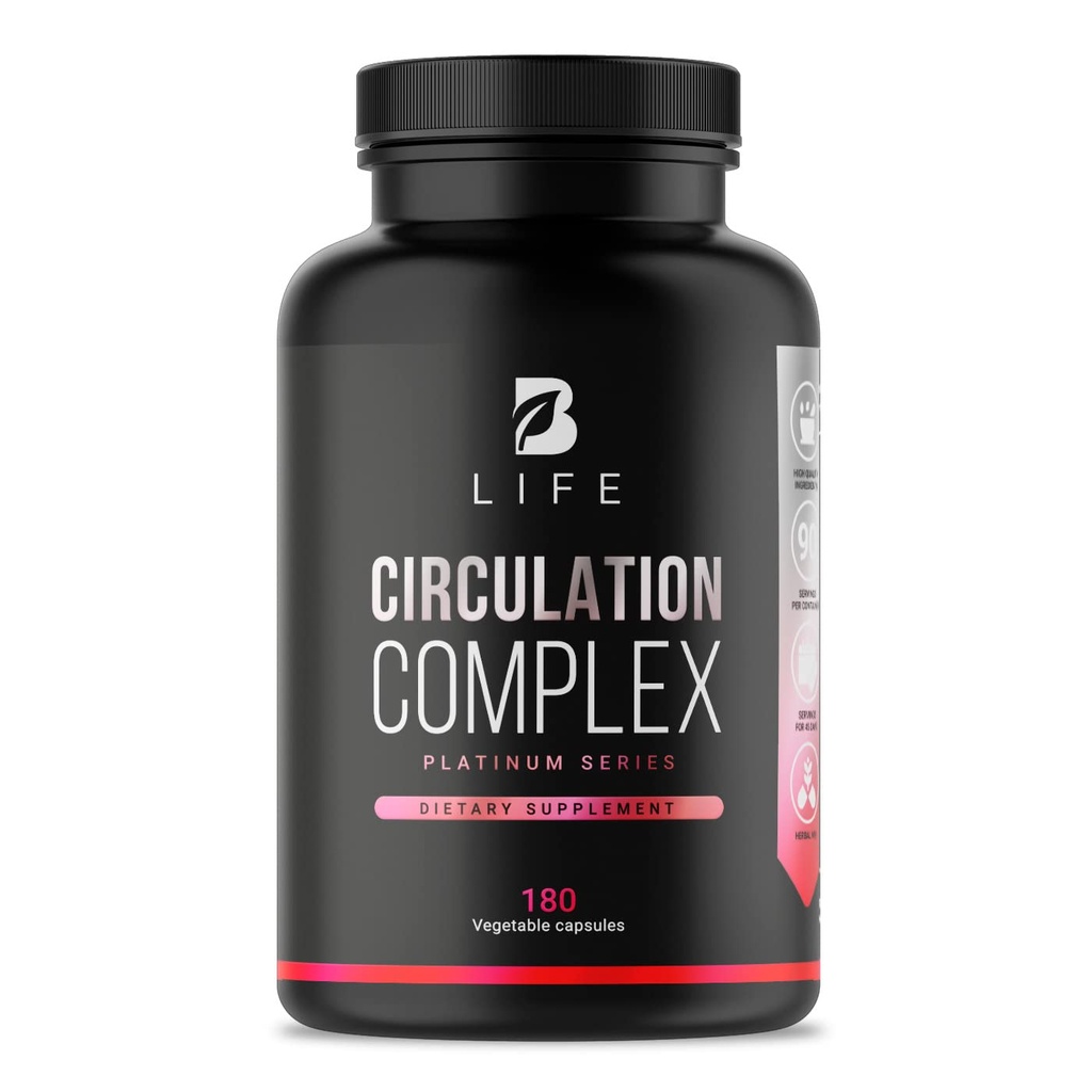 Butcher's Broom, Horse Chestnut, L-Arginine og Resveratrol, Circulation Complex | 180 Caps - 45 dager | Laget i USA av B Life.