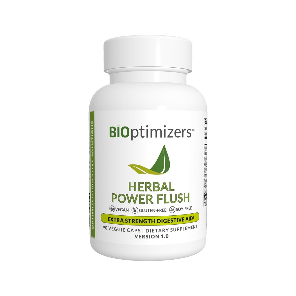 BIoptimizers Herbal Power Flush - Ekstra styrke Digestiv rensing - Eliminere toksiner Forbedre Bowell Digestion - Bloating Discomfort Relief for voksne - 90 Kapsler