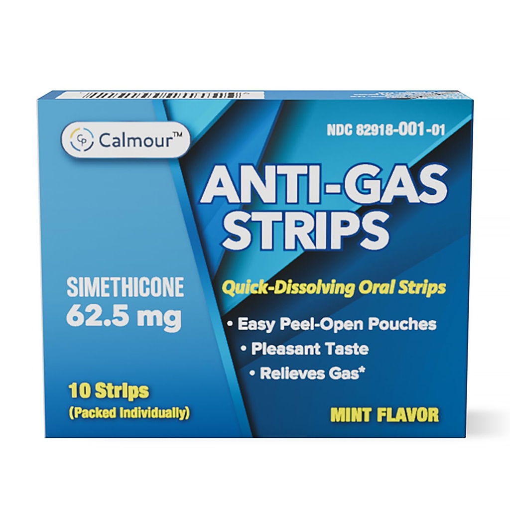 Anti Gass Relief 10 Strips | Mint Flavor Orale Oppløselig Anti Bloating Relief Strips | Rask gass Relief for voksne | Effektiv Bloating Relief for kvinner | Simetikon Anti Bleating for kvinner