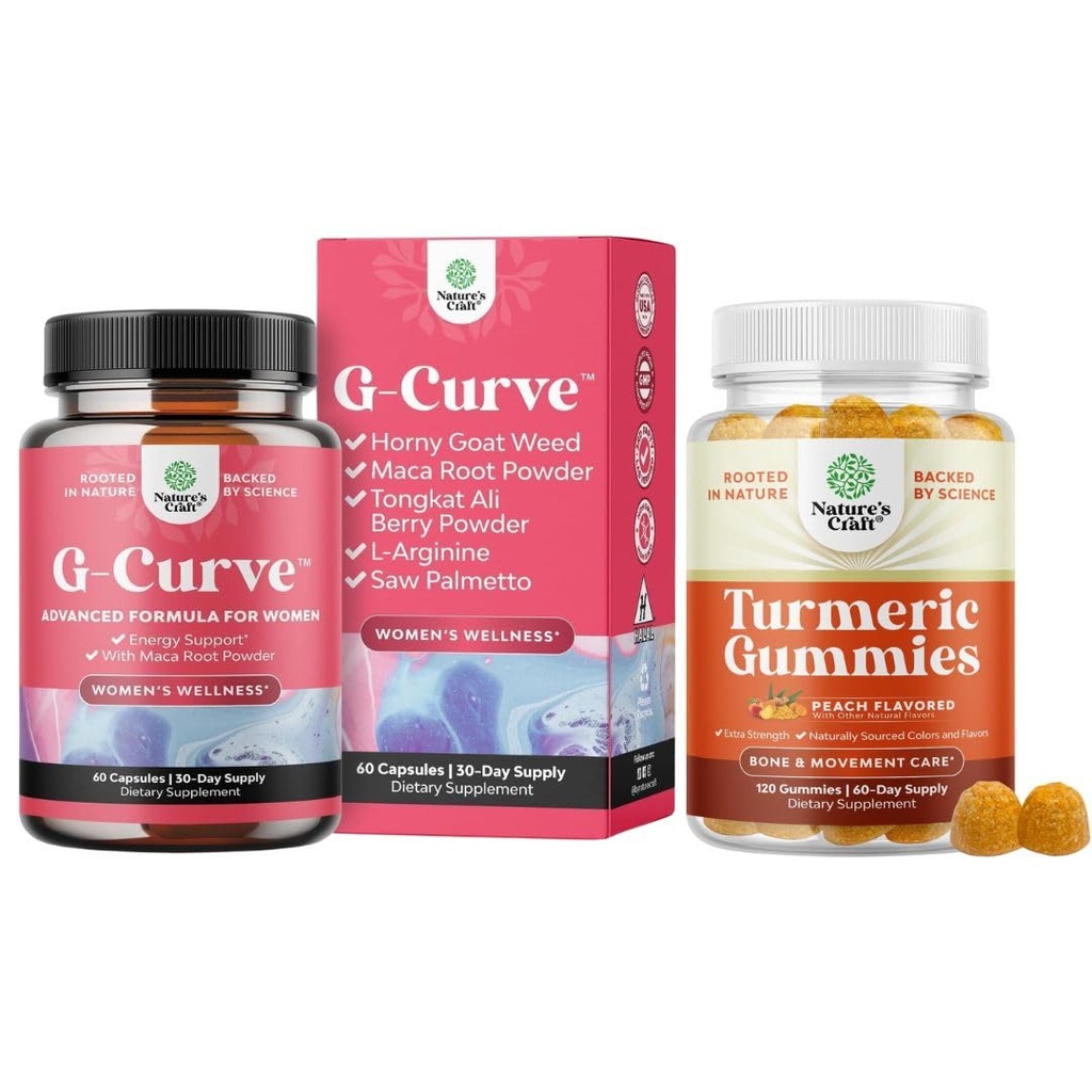 Bundle av G-Curve Rumpe og brystforbedring piller - Herbal Enhancementer kan støtte kroppen Sculpting kurver og gummier for voksne fersken flavor - Ekstra styrke felles støtte gummier