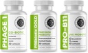 Intestinal Fortitude Gut Helse Supplement Bundle - Prebiotic Gold, PRO-B11, Phage 1 - w/Gold Kiwifruit Pectin, SCFAs, og 22 milliarder CFU for mikrobiom støtte, Gluten, Soja, & Dairy-Free kapsler