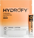 Hydrofy hydrogenvann + elektrolyter drikkblanding ® H2 Hydration Packets med molekylær hydrogen, natrium, kalium, magnesium, kalsium og mineraler | No Sukker | Orange + koffein 25 ct