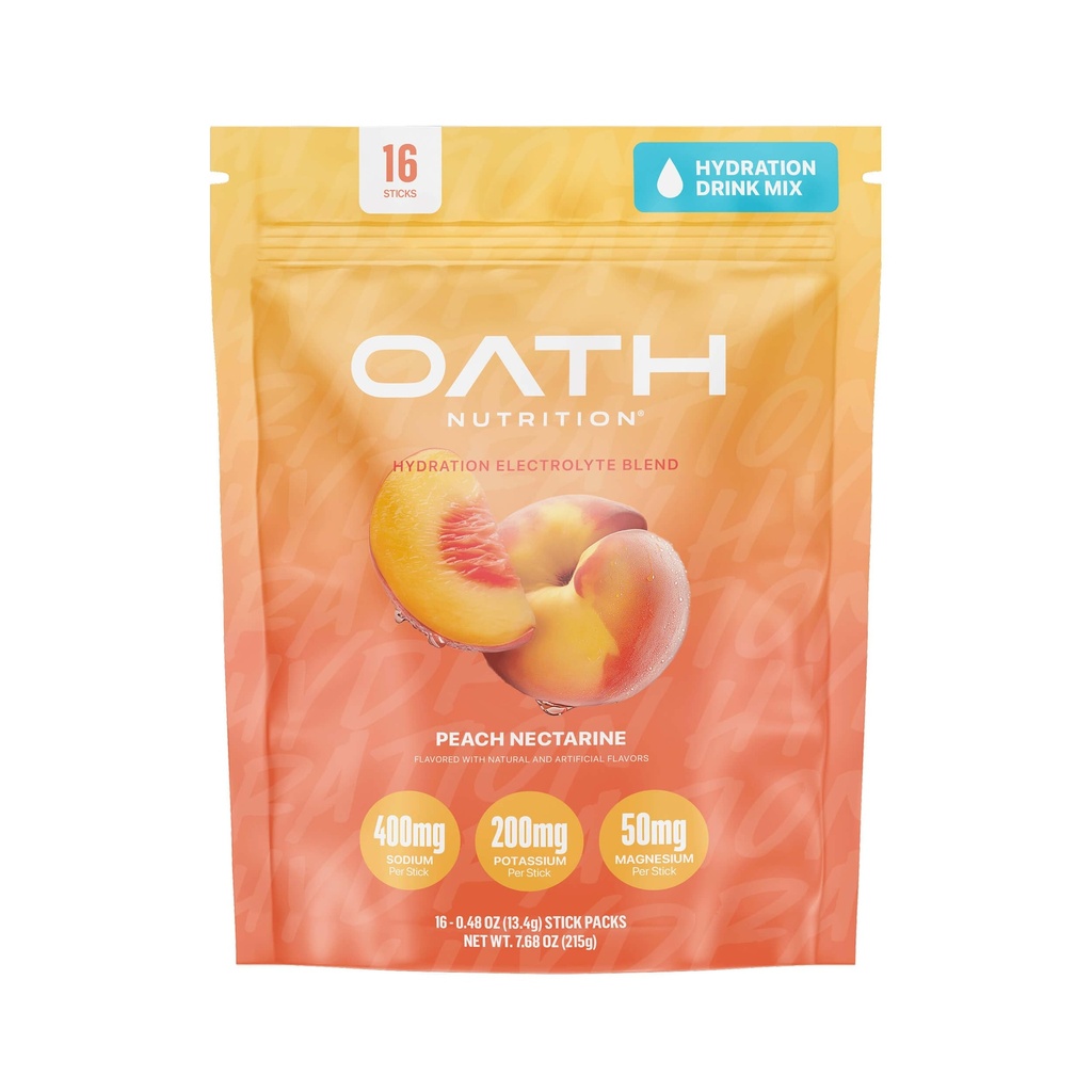 Oath Nutrition Hydration Electrolyte pulver, komplette elektrolyt blanding for rask hydrasjon og muskel støtte, 16 enkeltserve pakker, fersknekkarin