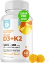 DR. MORITZ Vitamin D3 Gummies (5000 IE) med K2 - for voksne og barn - vitamin D3 K2 Gummies for immun støtte og bein helse - Vegansk, sukkerfri, Glutenfri (60 greve)