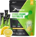 Hydration Electrolyte pulver, Elektrolysert drikke, Hydration Supplement Drink Mix, Hydration Packets med vitamin og mineraler, Keto vennlige, Vegan, Ikke-GMO, Ingen sukker, sitronflavor (20 Sticks)