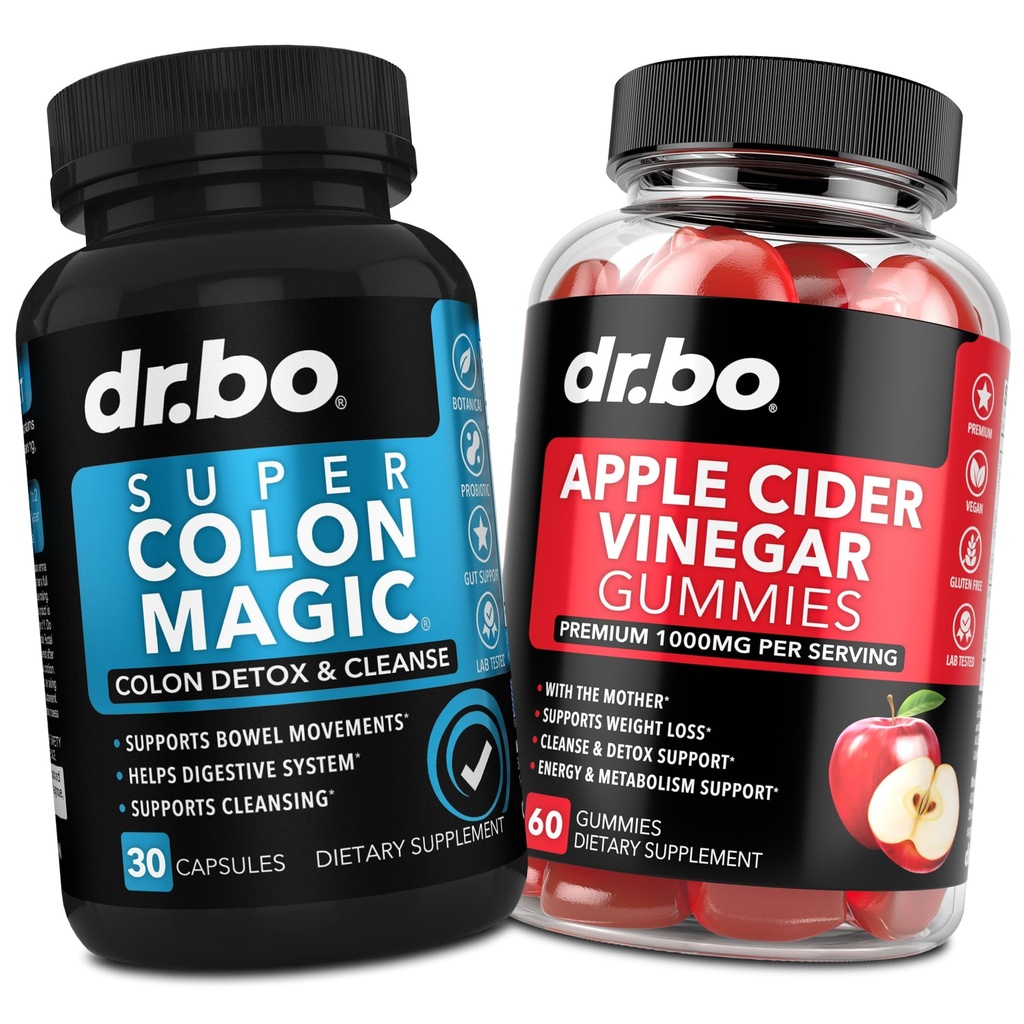 Colon Cleanser Detox & ACV Apple Cider Vinegar Gummies - 15 dagers Colon Cleans Pills Flush & Probiotic & ACV Gummies Kosttilskudd - Bowell Movement Kosttilskudd for intestinal Mage Bloating Gut Support