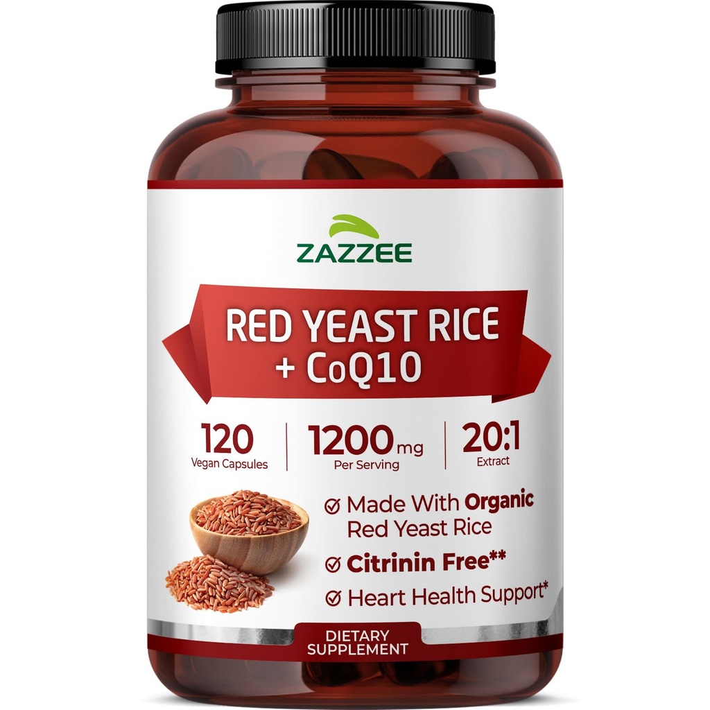 Ekstra styrke rød yeast ris med CoQ10 - 20X konsentrert 1200mg rød yeast ris Supplement med niacin coQ 10 og BioPerine for forbedret absorpsjon - ikke-GMO Vegan & ISO Lab testet (75 serveringer)