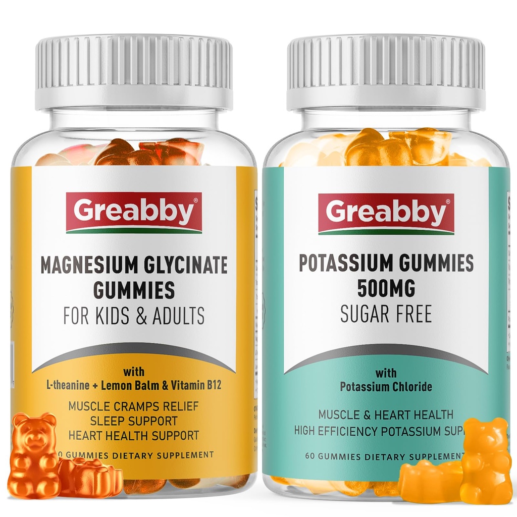 Kalium Magnesium Gummies, Kalium klorid 500mg, magnesiumglykinat 300mg, Mineral kosttilskudd for familien