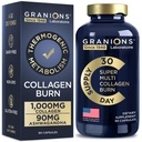Granioner termogene hydrolysert kollagenforbrenning - Hyaluronsyre, C-vitamin - Cellulittforsvar og dermal reparasjon Multi collagen Peptider kapsler for kvinner og menn - 90 piller
