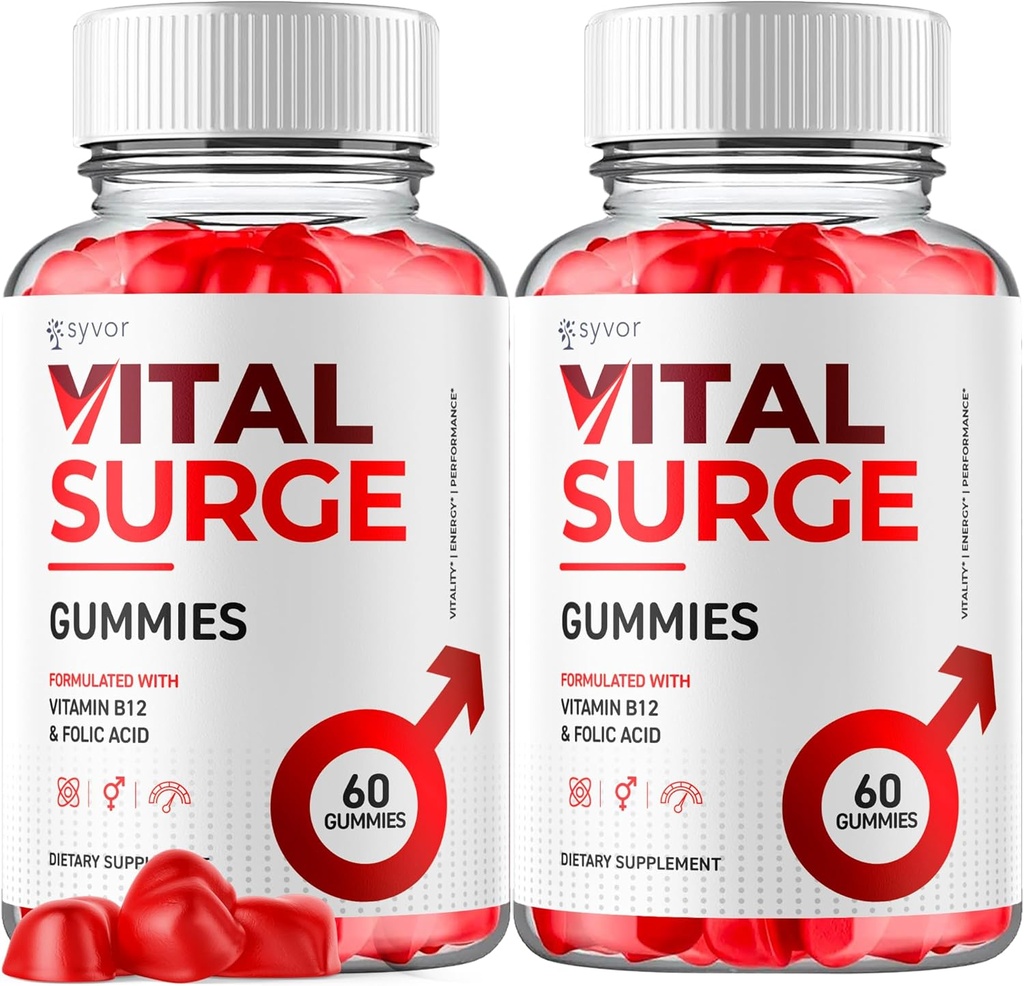 (2 Pakke) Vital Surge Gummies, Offisiell Vital Surge Maks styrke 1000MG Avansert Supplement Gummies, VitalSurge Mens Detox Supplement, Vitasurge Gomitas Chews med naturlige ingredienser (120 Gummies)
