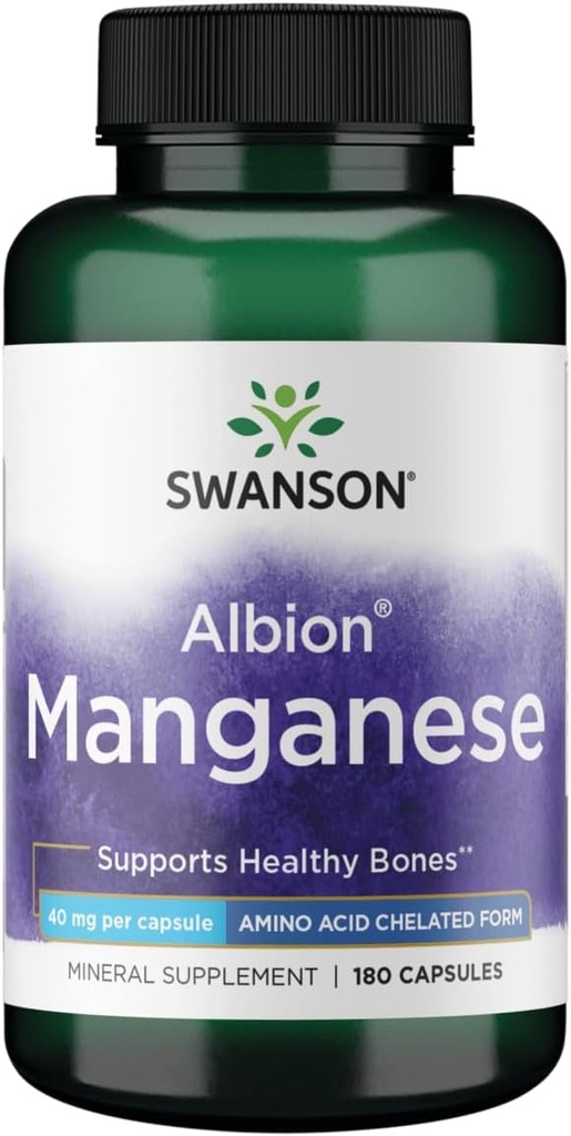 Swanson Albion Chelated Manganesisk Glycinate 40 Milligrams 180 Kapsler