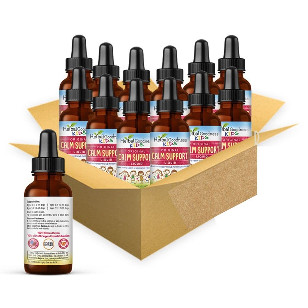 Herbal Papaya Kids rolig støtte flytende ekstrakt 1oz med magnesiumglykinat, magnesiumcitrat, barn multivitamin - magnesium for barn - 1oz flaske, 12 enheter