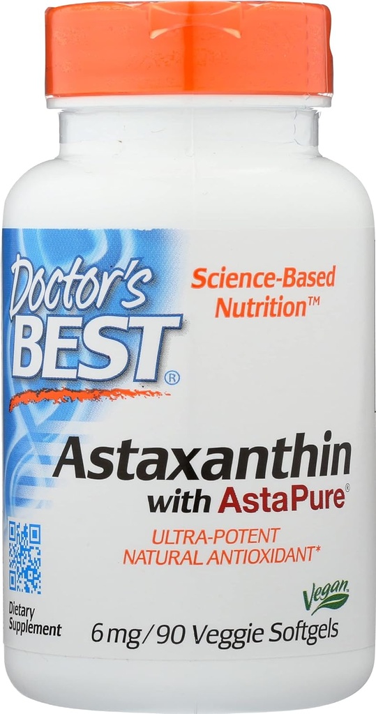 Leger Best Astaxanthin med AstaPure 6 MG, Ikke-GMO, Vegan, 90 Softgel (pakke med 1)