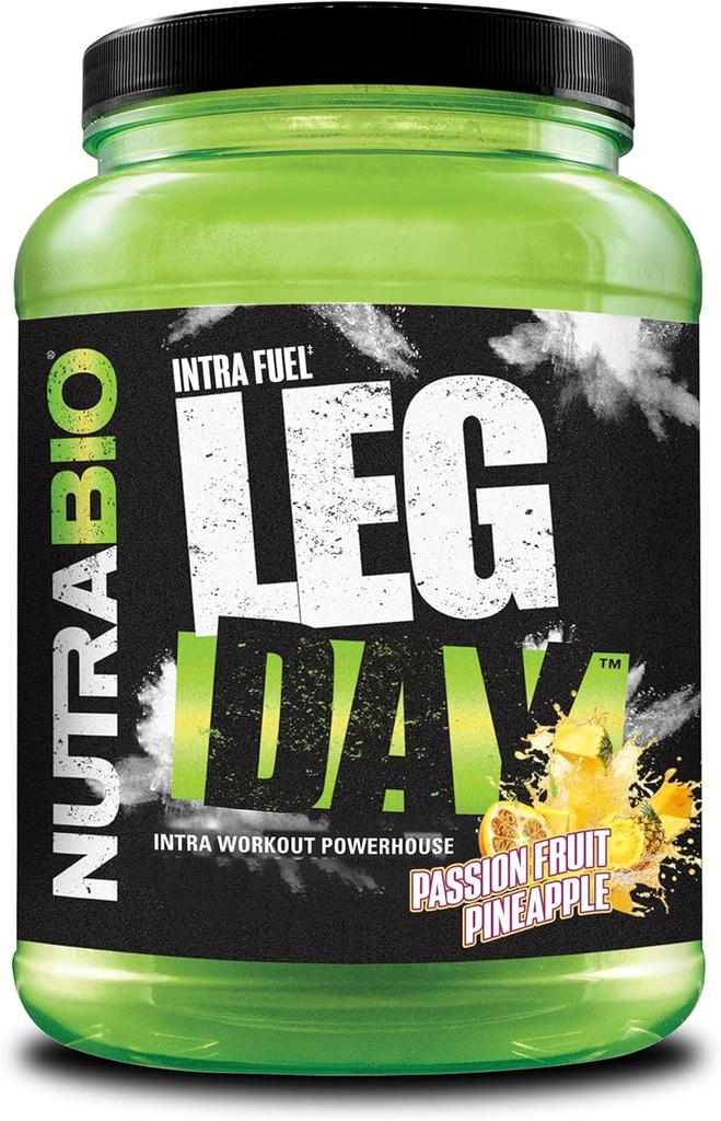 NutraBio Leg Day Intra Workout pulver - Avansert karbohydrat Supplement med Cluster Dextrin & Electrolytes - Carb pulver med EAA / BCAA - syklisk Dextrin for ytelse - Passion Fruit Pineapple,20 Serveringer