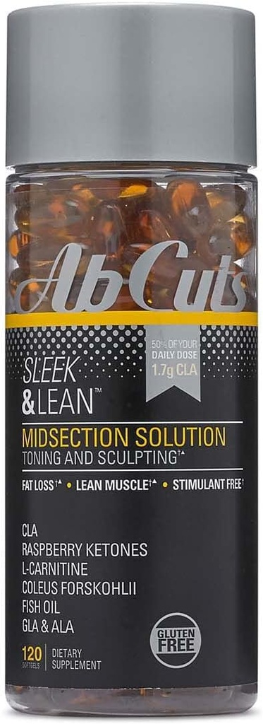 Sleek og Lean - 120 Easy-to-Swallow Softgels - CLA Supplement, Fiskeolje, Flaksfrøolje, L-Carnitine - bidrar til å øke antioksidantforsyningen