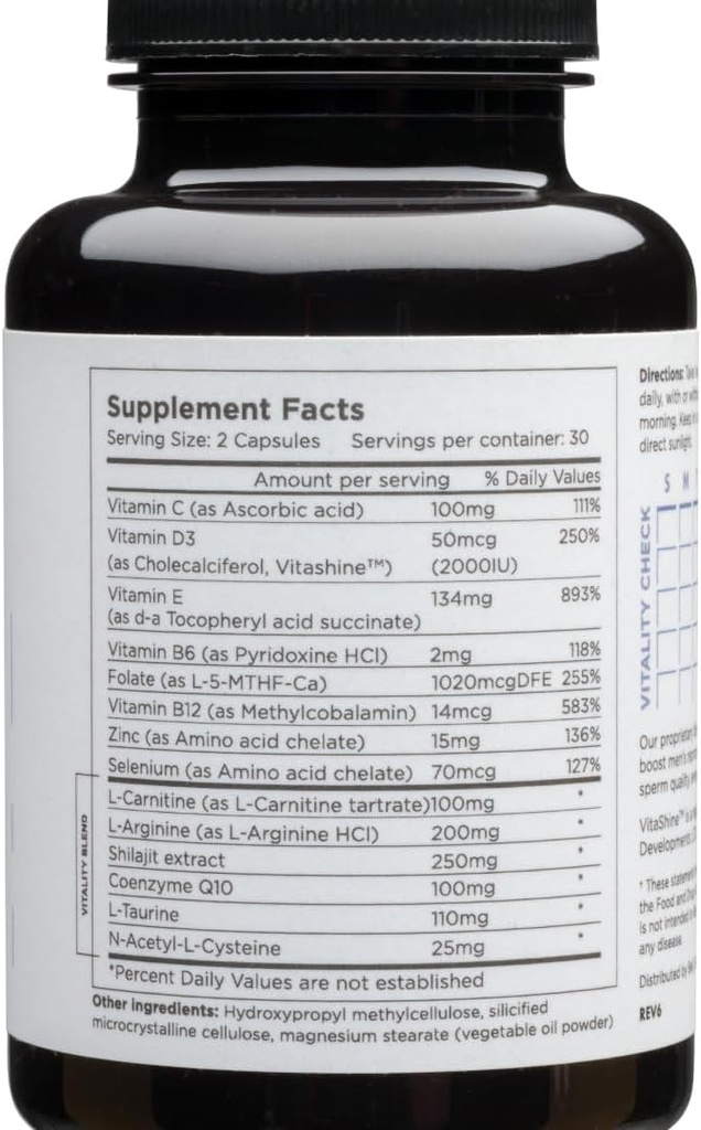 Beli menn Prenatal Multivitamin Preconception Fertilitet støtte, Forbedret Sperm helse, Sperm Count & Motilitet, Testosteron, 60 kapsler med vitamin E, B6, B12, sink, folat & CoQ10, 30-dagers forsyning