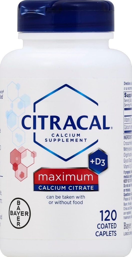 Citracal Max Størrelse 120ct Citracal Kalsium Citrate med vitamin D Maksimal belagte kapell 120 greve