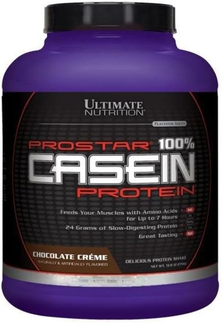 Ultimate Nutrition Prostar Micellar og Hydrolysert Casein Protein pulver - fett gratis over natten muskelvekst og gjenoppretting med BCAA, 5 pund, sjokolade