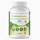 Magnesium Glycinate 400 - Chelated, høy absorpsjon Magnesium for muskel relief, bein og hjerte støtte -Vegan, ikke-GMO, Glutenfri 240 tabletter (Servings 120, Servering størrelse (2) 200 mg tabletter)
