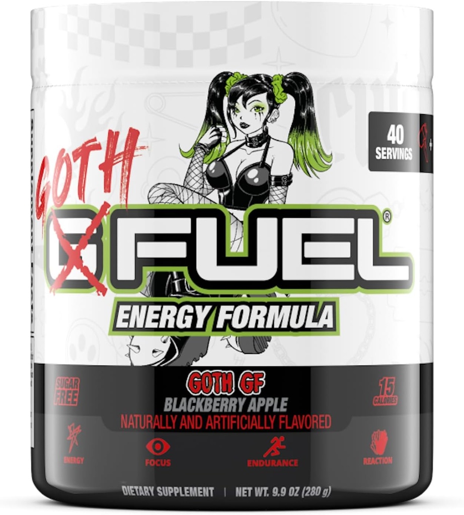 G Drivstoff Got GF Energidrikk pulver, pre trening koffein pulver, energi pulver drikke blanding for spill, sukker gratis fokus Amino, Vitamin + antioksidanter, 9,9oz (Blackberry Apple, 40 serveringer)