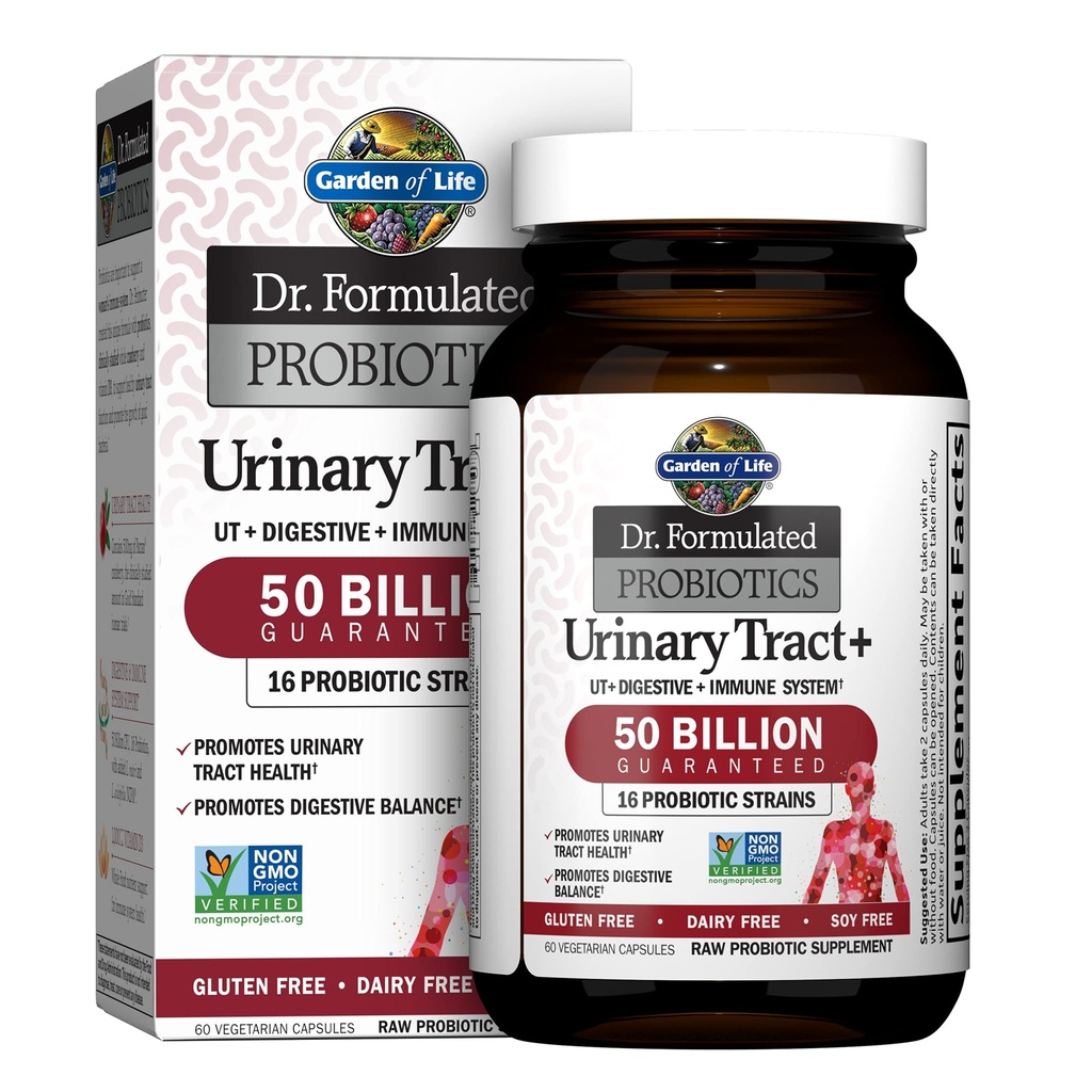 Livshage Dr. Formulert Probiotika Urin Tract+ - Acidophilus Probiotic med Pacran Cranberry for urinveis helse, digestiv balanse - Gluten, Dairy og Soya Gratis - 60 Vegetariske kapsler