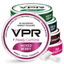 VPR 75mg Koffein Nootropic Pouches ® 20 Count Energy Pouches med Lion's Mane, Alpha-GPC, Vitamin B6 & B12, L-Teanin og L-Tyrosin ® Naturlig Flavored Focus Pouches med ingen sukker ® Variety Pack