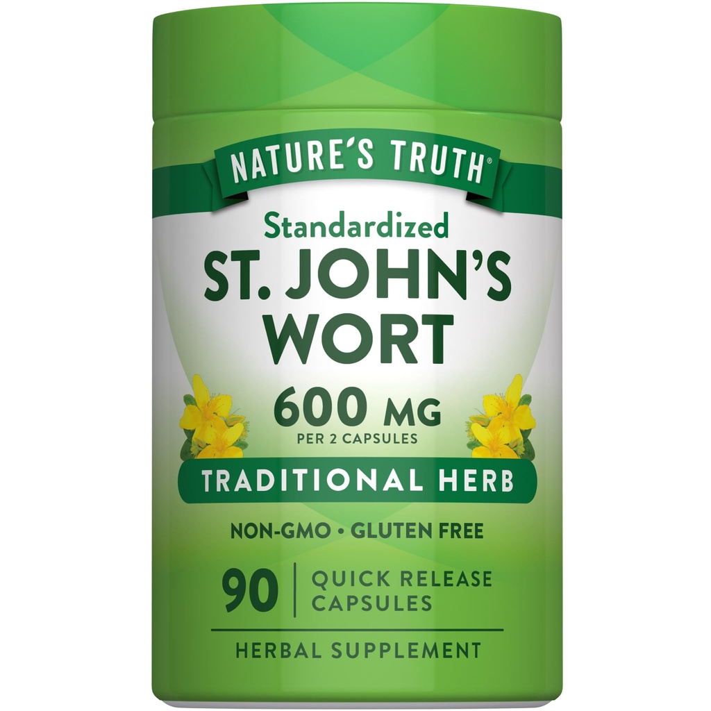 Naturens Sannhet St Johns Wort 600mg | 90 Kapsler | Standardisert ekstrakt | Ikke-GMO & Glutenfri Supplement