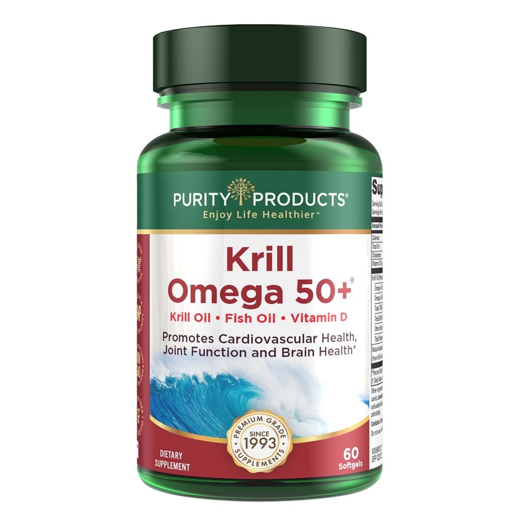 Krill Omega 50 (Krill + Fiskeolje blanding 1000mg + Astaxanthin 500mcg + Fosfolipider 200mg + Vitamin D 500 IE) - 60 Mini Softgels