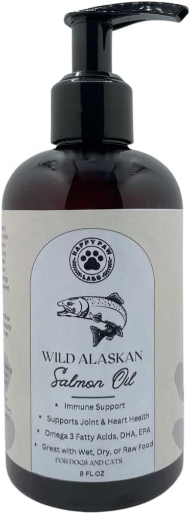 Pure Wild Alaskan Salmon Oil for hunder og katter - Omega 3 Hud og Coat Supplement, Naturlig EPA + DHA fettsyrer for felles funksjon, hjerne, immun- og hjertehelse (8 FL OZ)
