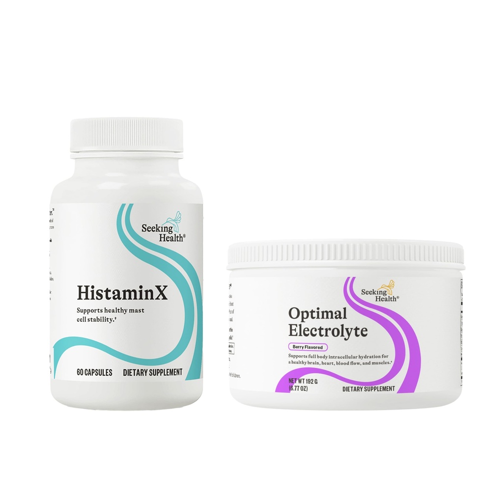 HistaminX & Optimal Elektrolytt: Quercetin, Bioflavonoider for immun- og histaminbalanse + Electrolyte pulver, Berry (60/30 Serveringer)
