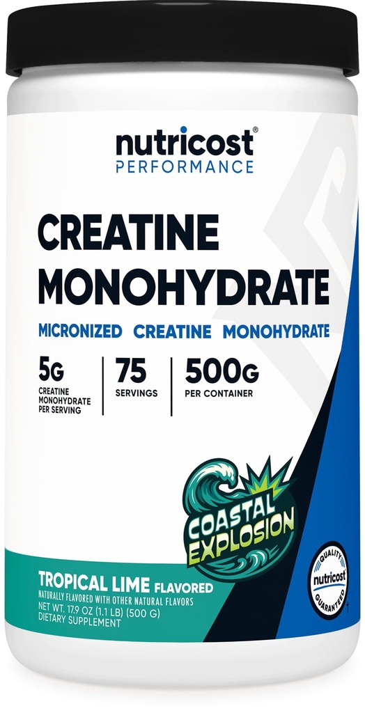 Nutricost Kreatin Monohydrat pulver (Coastal Explosion, 500 gram) - Mikronisert Kreatin Supplement - Vegan, GMO-fri, Glutenfri