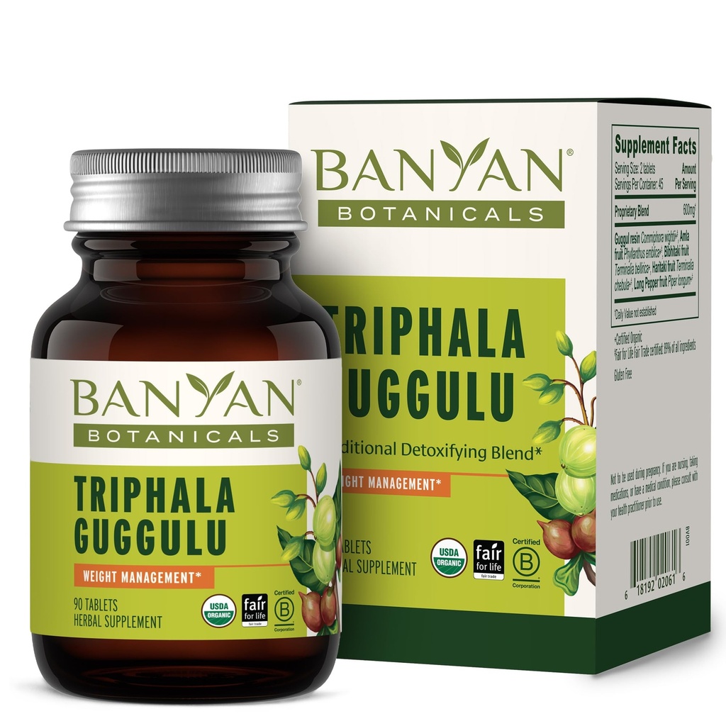Banyan Botanicals Trippela Guggulu – Organisk Trippela Supplement med Guggulu Resin ­ Herbal Detox Supplement for å støtte sunn digestion * – 90 tabletter – Ikke-GMO Sustainablely Sourced Vegan