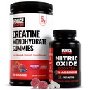 Force Factor Kreatin Gummies, 5 Grams Kreatin Monohydrat, Blandet Berry, 150 Gummies, 30 Serverer Nitric Oxid Booster, Fast-Acting Formula med L-Arginin, 120 Kapsler
