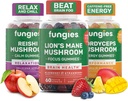 Fungies Mushroom Gummy 3-Pack Bundle, Lion's Mane, Cordyceps & Reishi Gummies for voksne - Mushroom Gummies støtter hjernens helse, Gut helse, energi og daglig velvære - 180 Services
