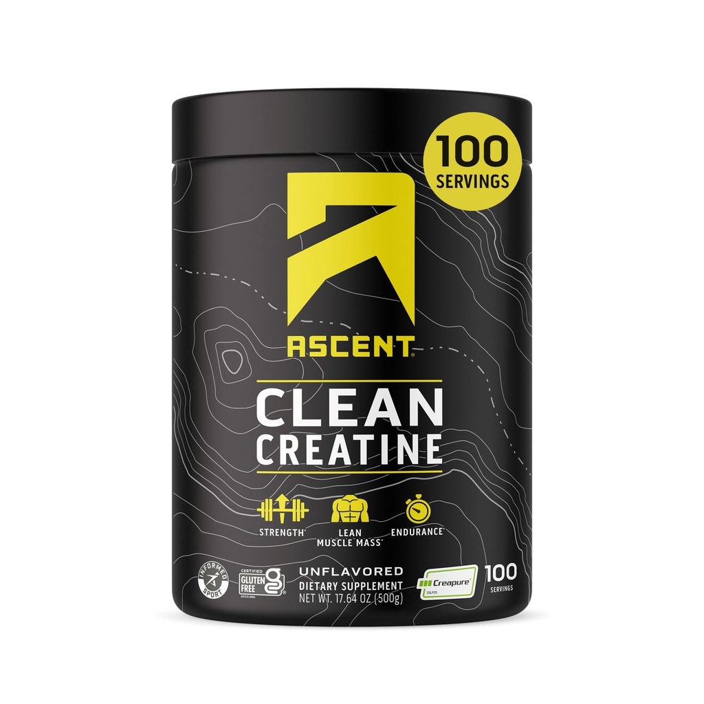 Accent Clean Creatine Monohydrat pulver - 5G Per servering, Kreapure Kreatin Supplement - Unflavored, 100 serveringer