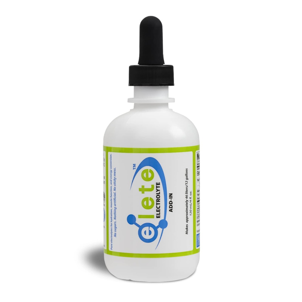 elete Electrolyte Add-in Hydration Drops | Natrium, magnesium, Kalium & Trace Minerals | Unflavored, Alt naturlig | Leg & Muscle Cramp Relief | Transformere enhver drikke til en sportsdrikk, 4 Ounce