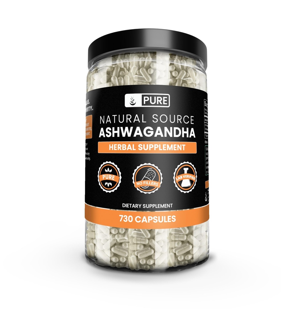 Pure Original Ingredienser Ashwagandha (730 Kapsler) Ingen magnesium eller ris fyllstoffer, alltid ren, Lab verifisert